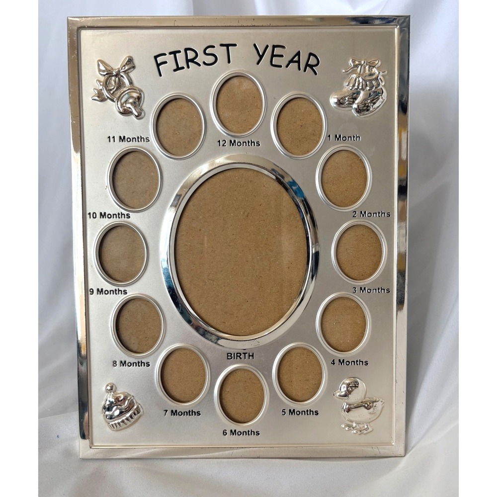 Malden Baby First Year Picture Frame 9x11 Silver Multi Photo Collage Milestone